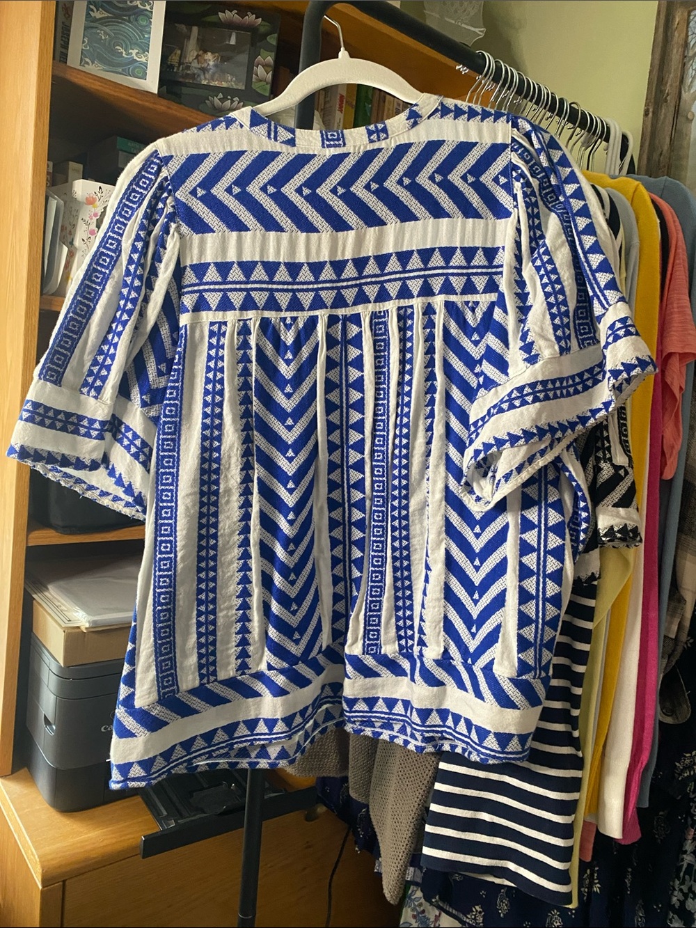 Old Navy Blue & White Geo Print Babydoll Tunic - Picture 5 of 5
